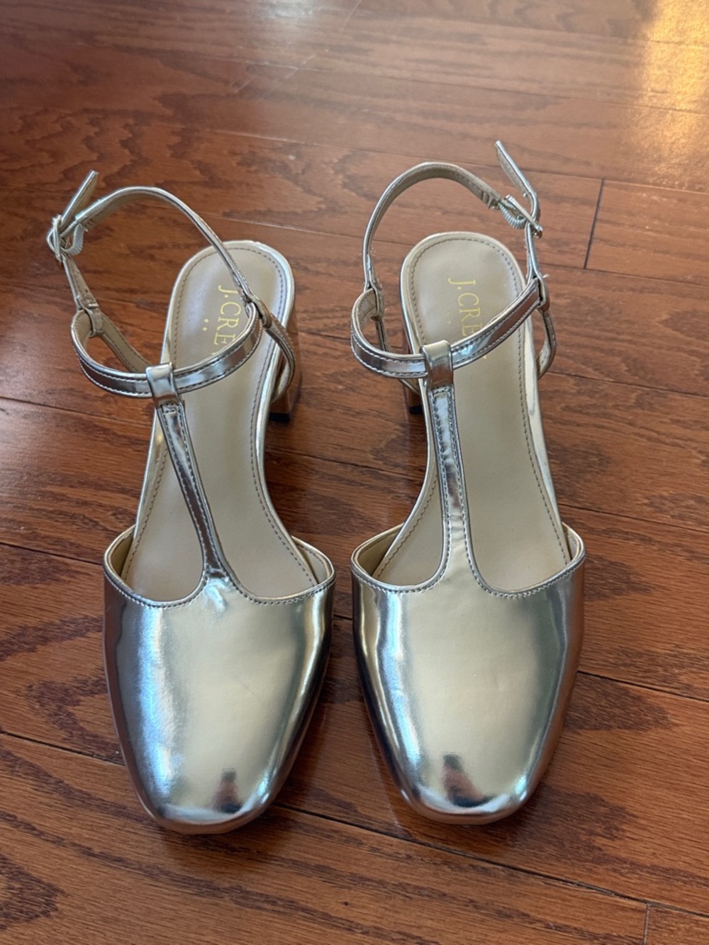 J. Crew gold t-strap heels - Picture 5 of 12